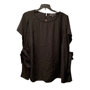 Eloquii Blouse with Long Open Sleeves with Ties Black size 16
